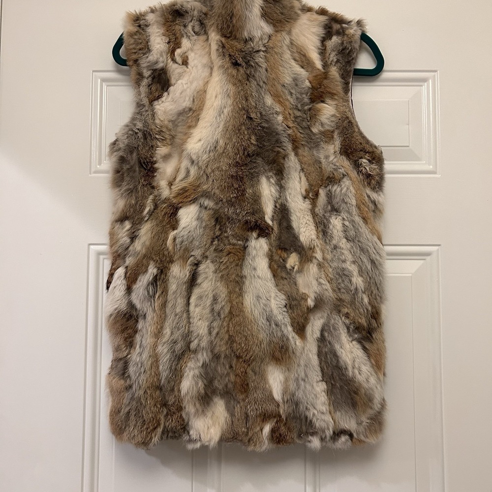Adrienne Landau Vest Genuine Real Rabbit Fur Multi Small Layering Cozy Luxury - Picture 2 of 7